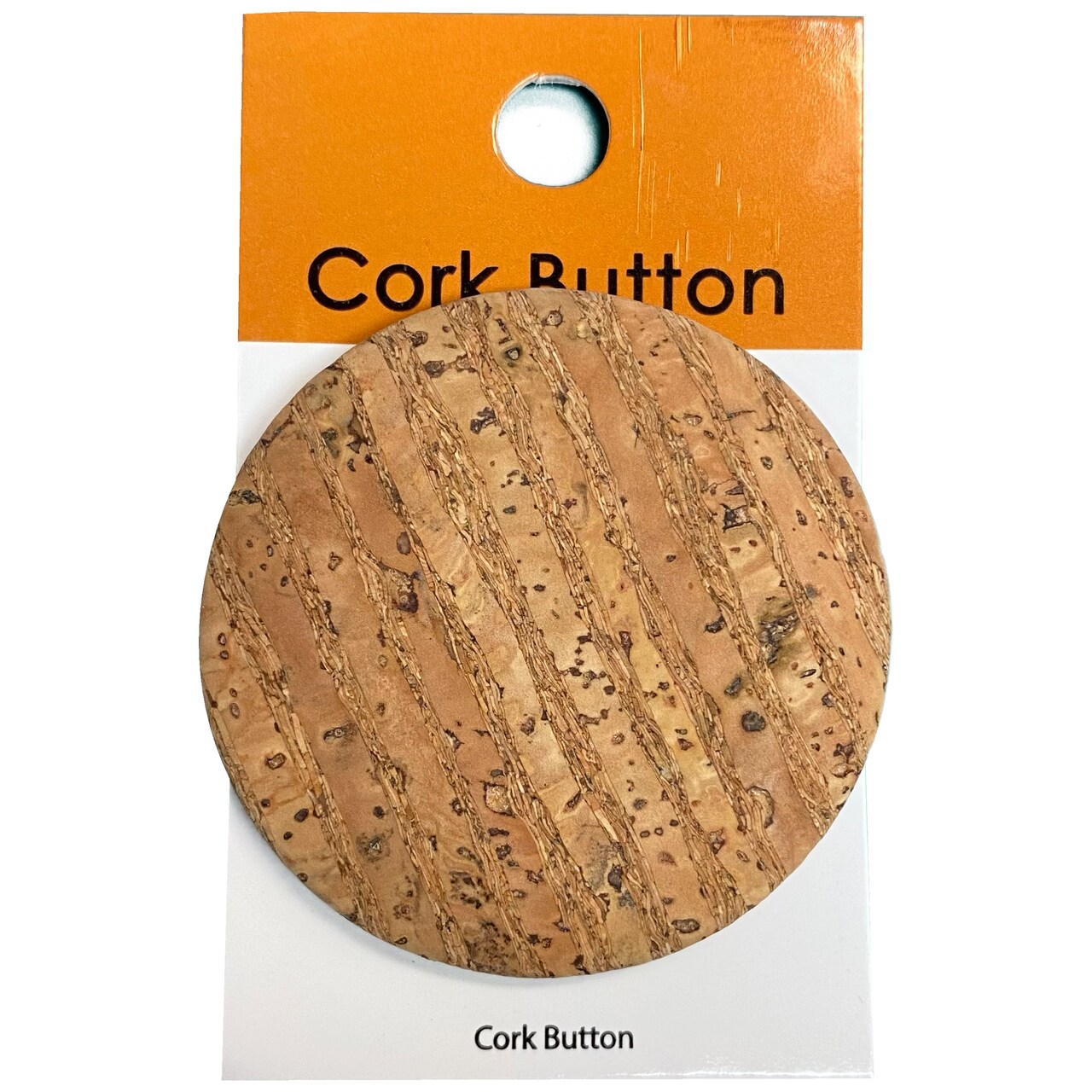 Belagio Cork Covered Button, 2" Diameter, 1 Piece, Small Stripe, Natural
